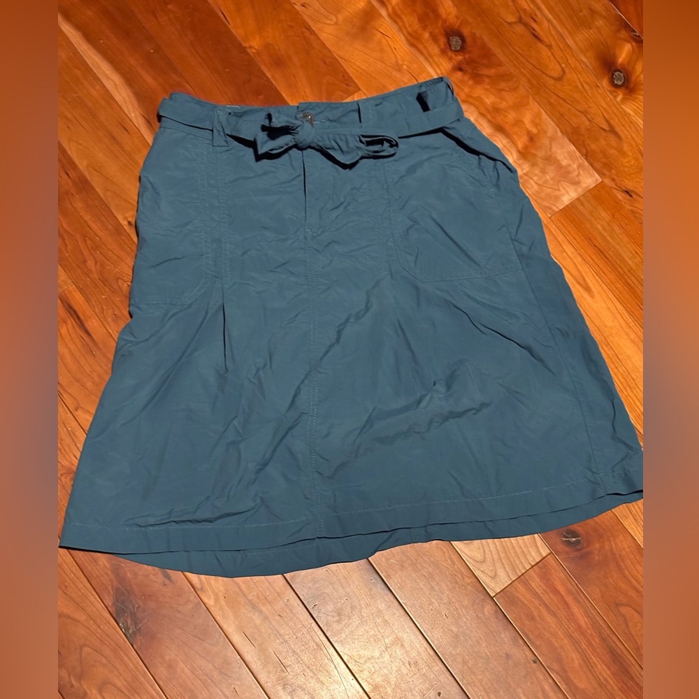 Eddie Bauer Sport Aciive Fit Teal A-Line Skirt with Waist Tie